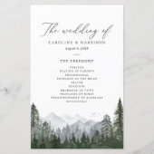 Rustic Mountain Pine Tree Wedding Programme (Devant)