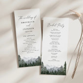 Rustic Mountain Pine Tree Wedding Programme