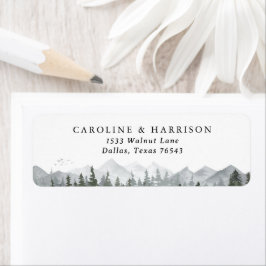 Rustic Mountain Pine Tree Wedding Return-adres Etiket