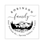 Rustic Mountain Pine Trees familie terug adres Rubberstempel (Afrduk)