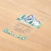 Rustic Mountain Pine Trees Forest Wedding Acryl Uitnodigingen (Laagn)