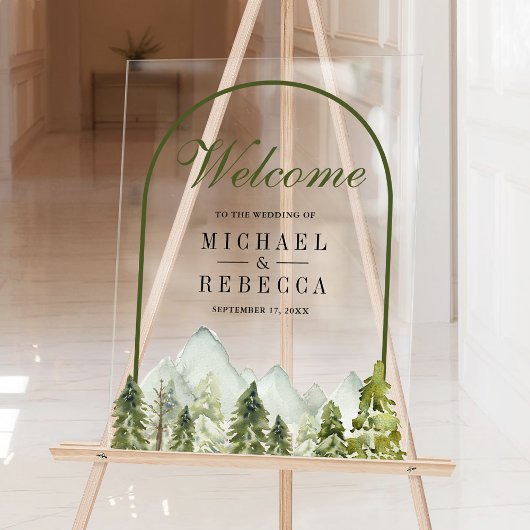 Rustic Mountain Pine Trees Wedding Welcome