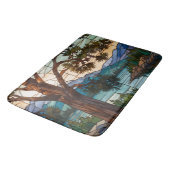 Rustic mountain range landscape stain glass  badmat (Gekanteld)