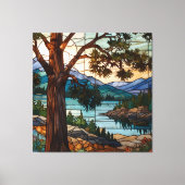 Rustic mountain range landscape stain glass  canvas afdruk (Voorkant)