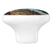 Rustic mountain range landscape stain glass  keramische knop (Zijkant)