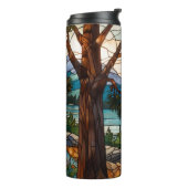 Rustic mountain range landscape stain glass  thermosbeker (Gedraaid links)