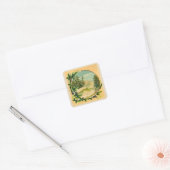 Rustic Mountain Scene Vierkante Sticker (Envelop)