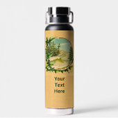 Rustic Mountain Scene Waterfles (Achterkant)