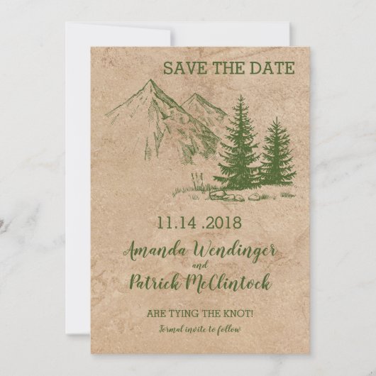Rustic Mountain Schilderachtig Save the Date (Voorkant)