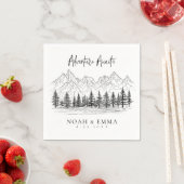 Rustic Mountain Sketch Woodland Pine Wedding Servet (Insitu)