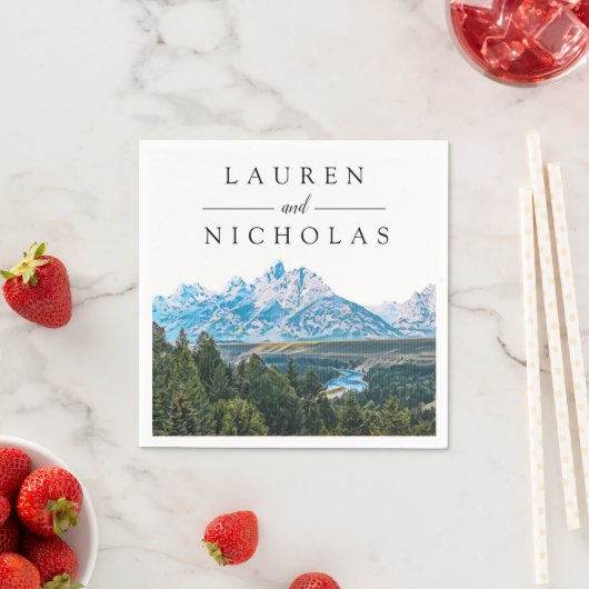 Rustic Mountain Uitzicht Personalized Wedding Napk Servet (Insitu)