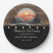 Rustic Mountain Valley Forest zonsondergang bruilo Papieren Bordje (Voorkant)