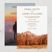  Rustic mountain watercolor  Wedding Invitation  (Devant / Derrière)