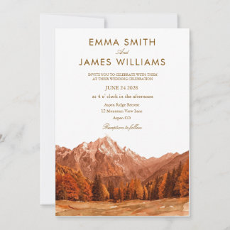  Rustic mountain watercolor  Wedding Invitation  Kaart