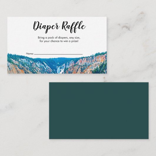 Rustic Mountain Waterfall Diaper Raffle Informatiekaartje (Voorkant / Achterkant)