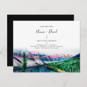 Rustic Mountain-Waterverf slaat de datumkaart op Informatiekaartje (Voorkant / Achterkant)