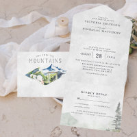 Rustic Mountain Wedding All in One Wedding Invite