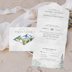 Rustic Mountain Wedding All in One Wedding Invite Uitnodiging