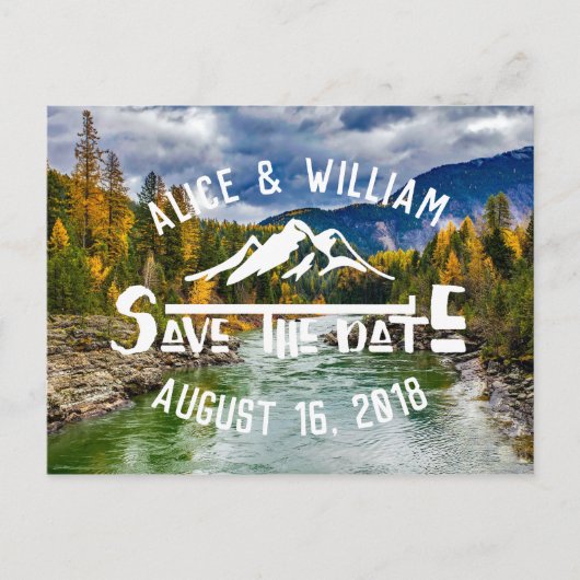 Rustic Mountain Wedding | Het Briefkaart Datum ops (Voorkant)