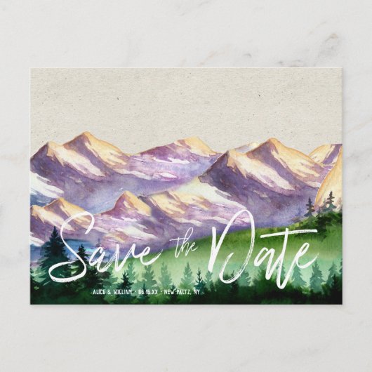 Rustic Mountain Wedding | Het Briefkaart Datum ops (Voorkant)