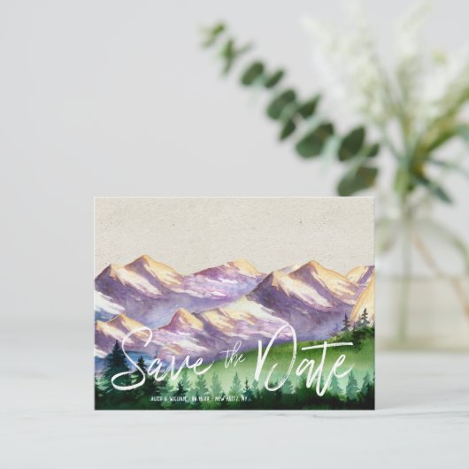 Rustic Mountain Wedding | Het Briefkaart Datum ops (Staand voorkant)