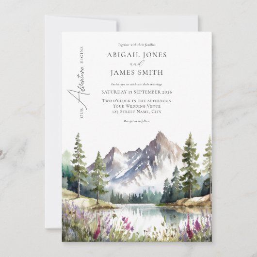 Rustic Mountain Wedding Kaart (Voorkant)