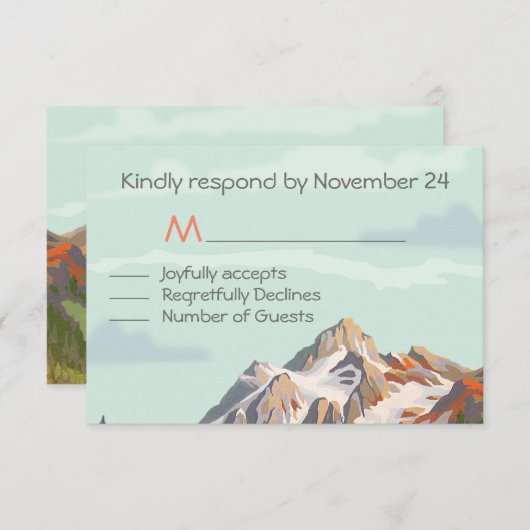 Rustic Mountain Wedding RSVP (Voorkant / Achterkant)