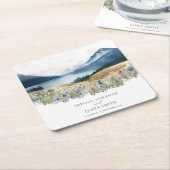 Rustic Mountain Wedding Vierkante Kartonnen Onderzetter (Schuin)