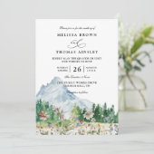 Rustic Mountain Wildflower Boho QR Code Wedding Kaart (Staand voorkant)