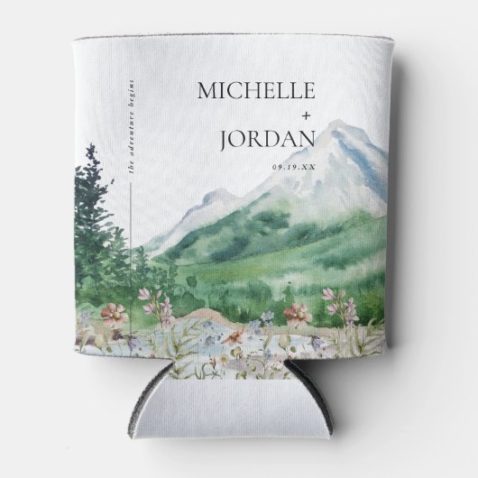 Rustic Mountain Wildflower | Boho Wedding Blikjeskoeler (Voorkant)