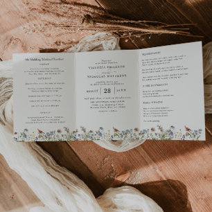 Rustic Mountain Wildflower   Boho Wedding Drieluik Uitnodiging