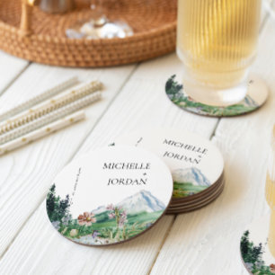 Rustic Mountain Wildflower   Boho Wedding Ronde Kartonnen Onderzetter