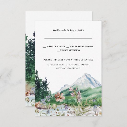 Rustic Mountain Wildflower | Weddenschap RSVP Aankondiging (Voorkant / Achterkant)