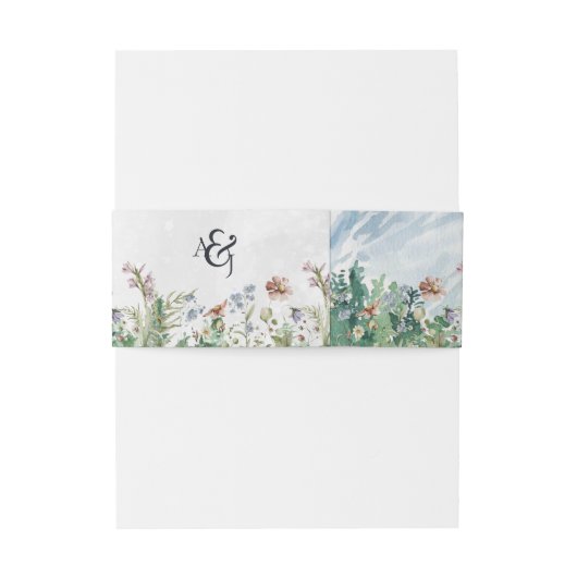 Rustic Mountain Wildflower | Weddenschapsmonogram Uitnodigingen Wikkel (Achterkant Voorbeeld)