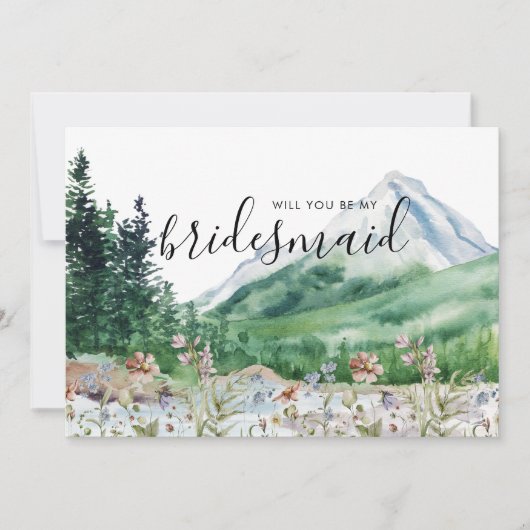 Rustic Mountain Wildflower | Wees mijn Bridesmaid (Voorkant)