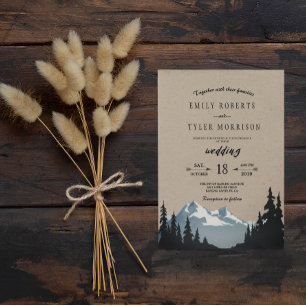 Rustic Mountain Woodland Forest Wedding Kaart