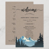 Rustic Mountain Woodland Forest Wedding Programme (Devant / Derrière)