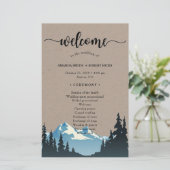 Rustic Mountain Woodland Forest Wedding Programme (Debout devant)