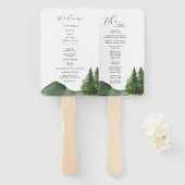 Rustic Mountain Woodland Wedding Program Kaart Handwaaier (Voorkant en achterkant)