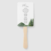 Rustic Mountain Woodland Wedding Program Kaart Handwaaier (Achterkant)