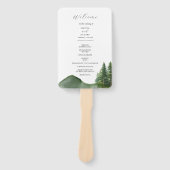 Rustic Mountain Woodland Wedding Program Kaart Handwaaier (Voorkant)