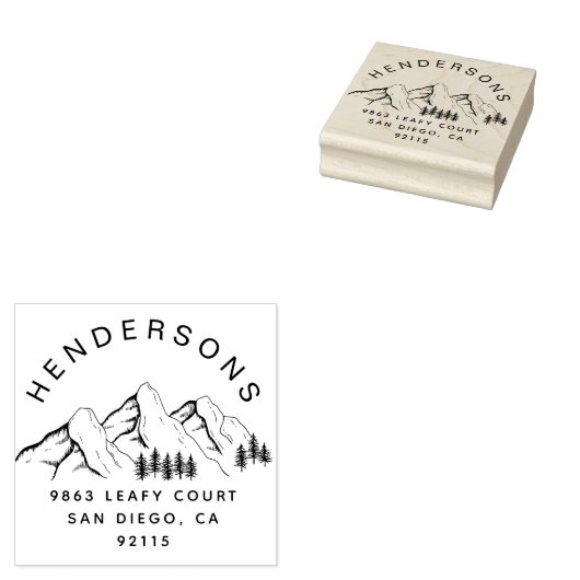 Rustic Mountains Aangepaste naam Retouradres Rubberstempel (Gestempeld)