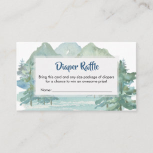 Rustic Mountains Adventure Baby Diaper Raffle Informatiekaartje
