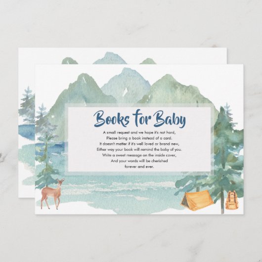 Rustic Mountains Adventure Books voor Baby Informatiekaartje (Voorkant / Achterkant)