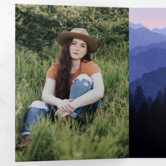 Rustic Mountains Afstudeerfeest Drievoudige Vouw Drieluik Uitnodiging (Binnenzijde eerst)