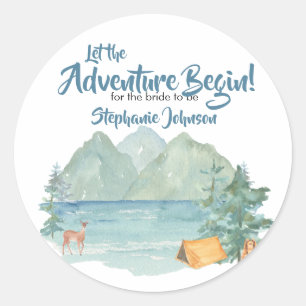 Rustic Mountains Avontuur Bruidsdouche Ronde Sticker
