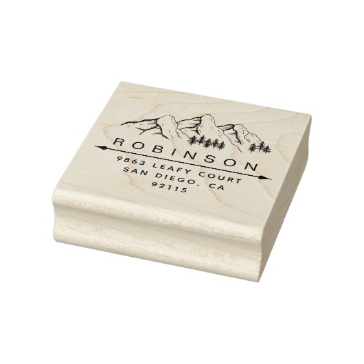 Rustic Mountains & Custom Naam Retouradres Rubberstempel (Stempel)
