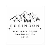 Rustic Mountains & Custom Naam Retouradres Rubberstempel (Afrduk)