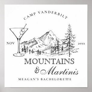 Rustic Mountains & Martinis Camp Bachelorette Poster