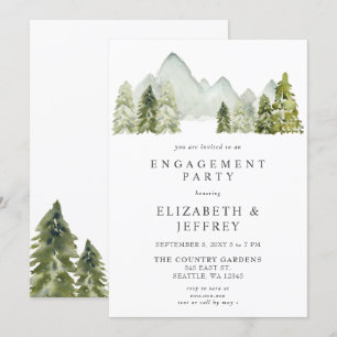 Rustic Mountains Pine Engagement Party Kaart